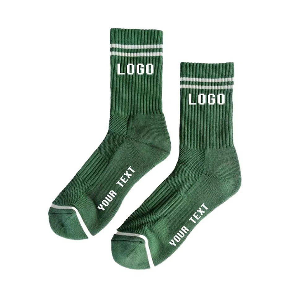 Cotton Nylon Spandex Crew Green Sports Workout Socks suppliers