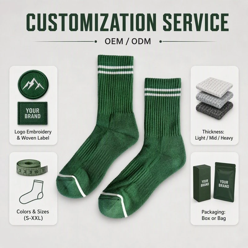 Cotton Nylon Spandex Crew Green Sports Workout Socks high quality